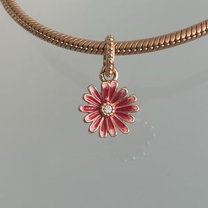 Pink Daisy 🌸 rose gold tone drop charm s925 silver